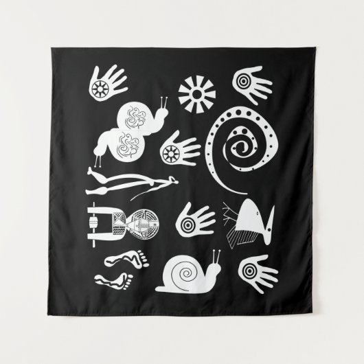 Abstract-Afrikaanse stammenkunst Wandkleed (Voorkant (horizontaal))