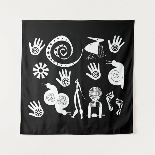 Abstract-Afrikaanse stammenkunst Wandkleed (Voorkant)