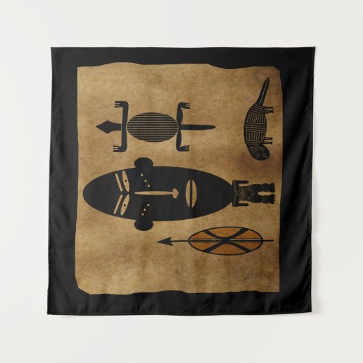 Abstract-Afrikaanse stammenkunst Wandkleed (Voorkant)