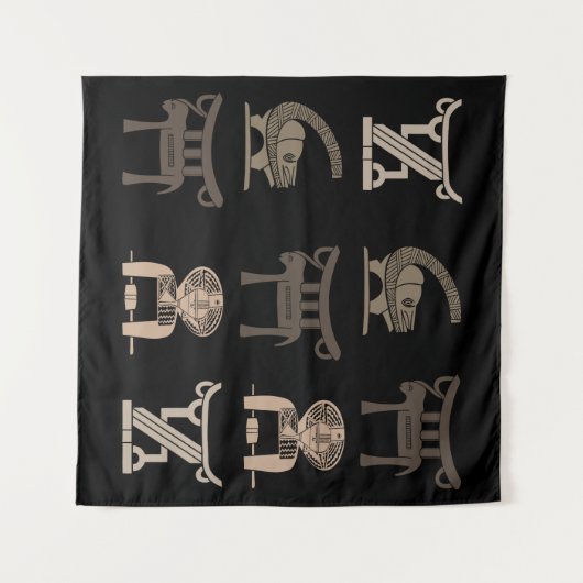 Abstract-Afrikaanse stammenkunst Wandkleed (Voorkant (horizontaal))