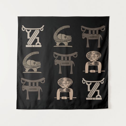 Abstract-Afrikaanse stammenkunst Wandkleed (Voorkant)