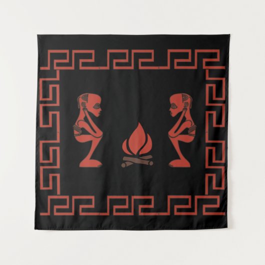 Abstract-afrikaanse stammenritueel wandkleed (Voorkant)