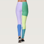 Abstract afspeeldeeg kleurblok lavender groen leggings (Achterkant)