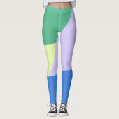 Abstract afspeeldeeg kleurblok lavender groen leggings (Voorkant)