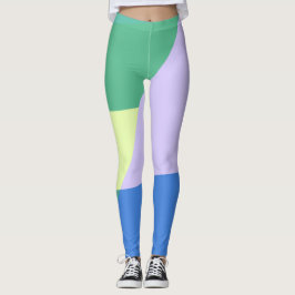 Abstract afspeeldeeg kleurblok lavender groen leggings