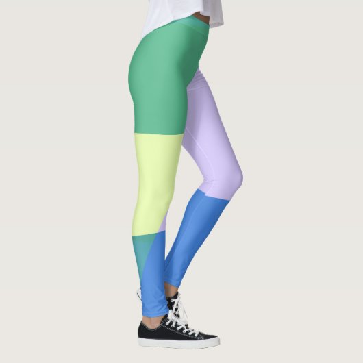 Abstract afspeeldeeg kleurblok lavender groen leggings (Rechts)