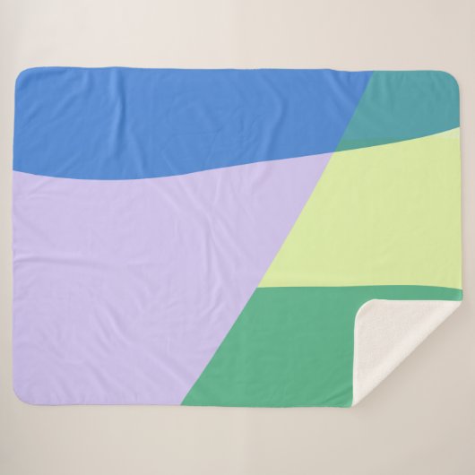 Abstract afspeeldeeg kleurblok lavender groen sherpa deken (Voorkant (horizontaal))