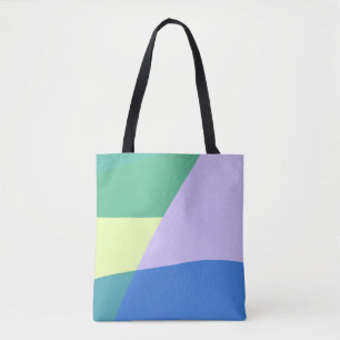 Abstract afspeeldeeg kleurblok lavender groen tote bag