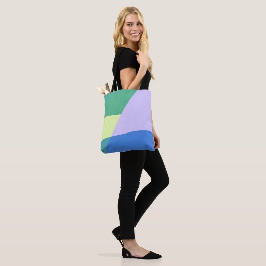 Abstract afspeeldeeg kleurblok lavender groen tote bag (Op model)