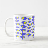 Abstract afwisselend leder - blauw en geel koffiemok (Links)