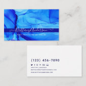 Abstract Agaat Custom Chic Indigo Blauw Visitekaartje (Voorkant / Achterkant)