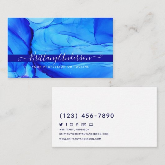 Abstract Agaat Custom Chic Indigo Blauw Visitekaartje (Voorkant / Achterkant)