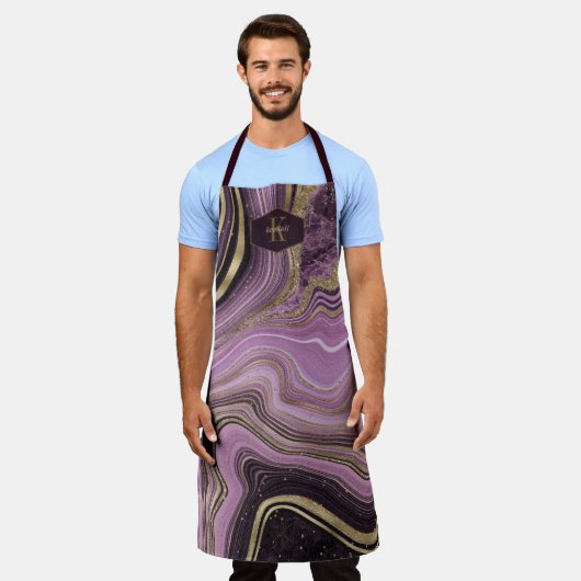 Abstract Agaat Monogram Midnight ID827 Schort (Gedragen)