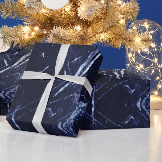 Abstract Agaat Navy Blauw Marmer Swirl Cadeaupapier (Feestdagen)