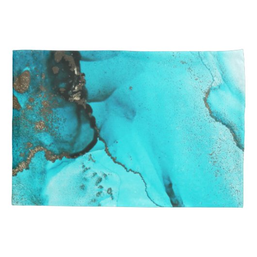 Abstract Agaat Turquoise Goud Kussen Hoesje Kussensloop (Achterkant-Links)