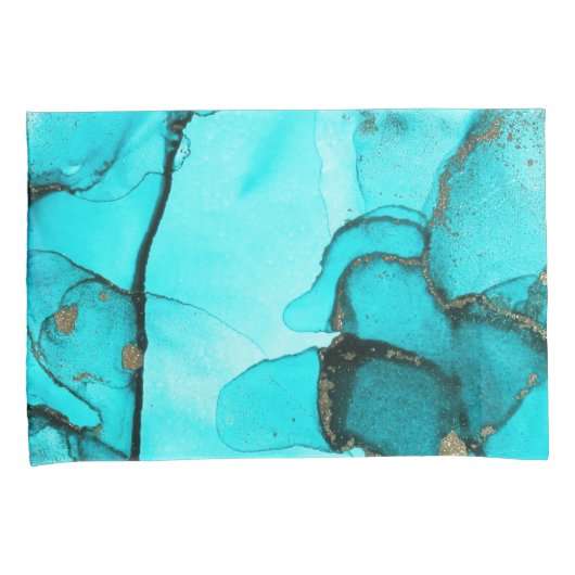 Abstract Agaat Turquoise Goud Kussen Hoesje Kussensloop (Voorkant-Rechts)