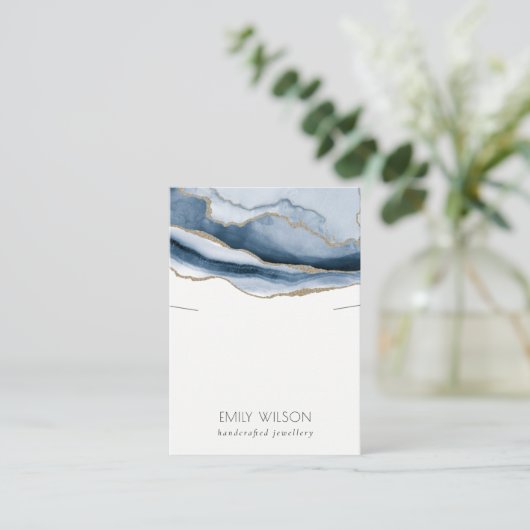 Abstract Agate Blue Gold Ketting Band-beeldscherm Visitekaartje