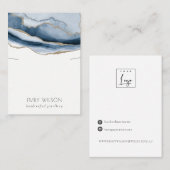 Abstract Agate Blue Gold Ketting Band-beeldscherm Visitekaartje (Voorkant / Achterkant)