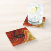 Abstract Agate Monogram heet Sinaasappel ID827 Glazen Onderzetter (Schuin)
