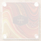 Abstract Agate Monogram heet Sinaasappel ID827 Glazen Onderzetter (Achterkant)