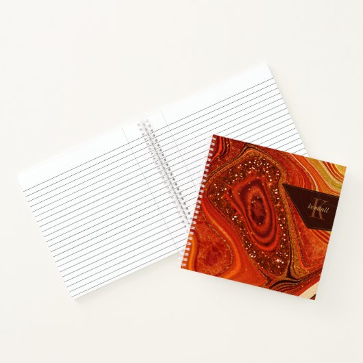 Abstract Agate Monogram heet Sinaasappel ID827 Notitieboek (Binnen)