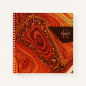 Abstract Agate Monogram heet Sinaasappel ID827 Notitieboek (Voorkant)