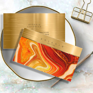 Abstract Agate Monogram heet Sinaasappel ID827 Visitekaartje