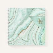 Abstract Agate Monogram Mint ID827 Notitieboek (Voorkant)