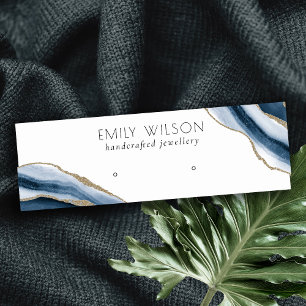 Abstract AGATE Navy Blue Gold Stud Earning Display Mini Visitekaartje