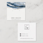 Abstract AGATE Navy Blue Gold Stud Earning Display Vierkante Visitekaartje (Voorkant / Achterkant)