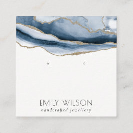 Abstract AGATE Navy Blue Gold Stud Earning Display Vierkante Visitekaartje