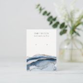 Abstract Agate Navy Gold 2 Stud Earning Display Visitekaartje (Staand voorkant)