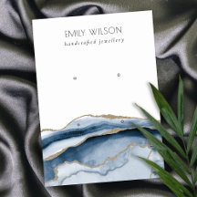 Abstract Agate Navy Gold 2 Stud Earning Display