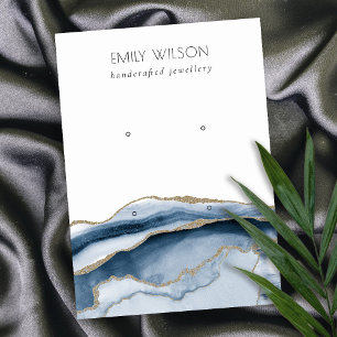 Abstract Agate Navy Gold 2 Stud Earning Display Visitekaartje