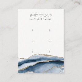 Abstract Agate Navy Gold 3 Stud Earning Display Visitekaartje