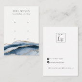 Abstract Agate Navy Gold 3 Stud Earning Display Visitekaartje (Voorkant / Achterkant)