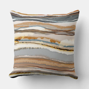Abstract Agate Pattern Grey Brown Cream Kussen