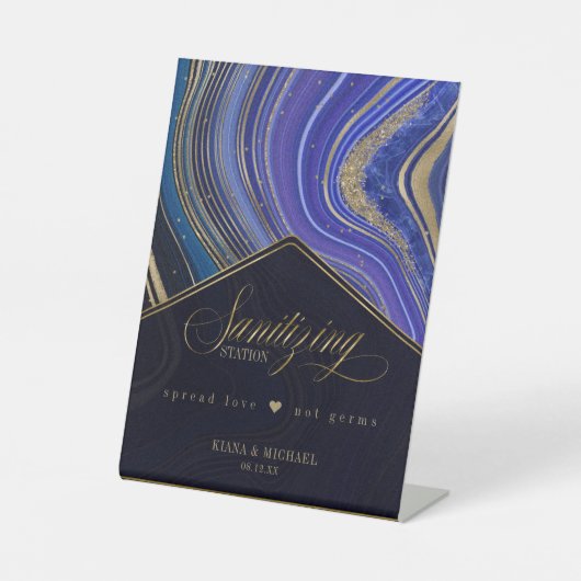 Abstract Agate Sanitizing Station Midnight ID827 Reclamebord Met Voetstuk (Voorkant)