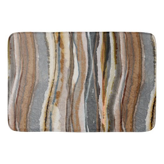 Abstract Agate Stripes Neutral Earth Tones Badmat (Voorkant)