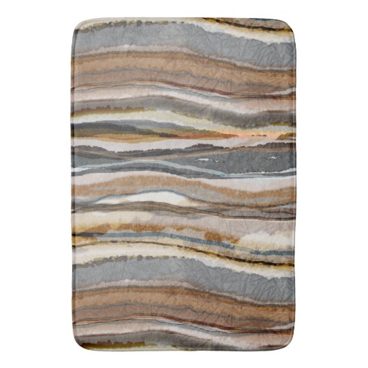 Abstract Agate Stripes Neutral Earth Tones Badmat (Voorkant Verticaal)