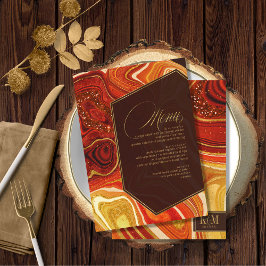Abstract Agate Wedding Menu V1 Hot Oranje ID827
