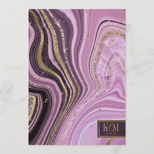 Abstract Agate Wedding Menu V1 Mauve ID827 (Achterkant)