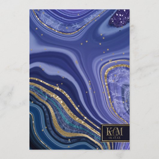 Abstract Agate Wedding Menu V1 Midnight ID827 (Achterkant)