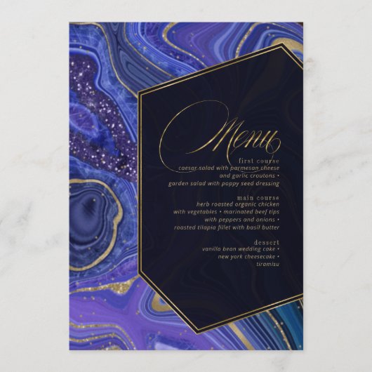 Abstract Agate Wedding Menu V1 Midnight ID827 (Voorkant)