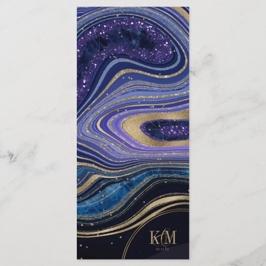 Abstract Agate Wedding Menu V2 Midnight ID827 (Achterkant)