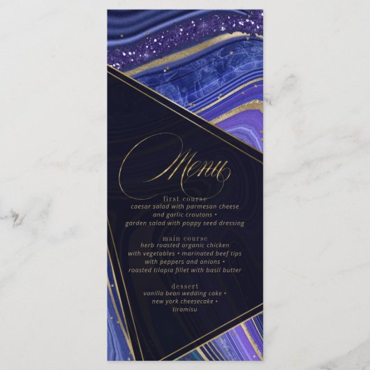 Abstract Agate Wedding Menu V2 Midnight ID827 (Voorkant)