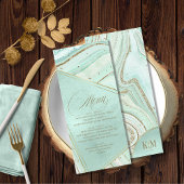 Abstract Agate Wedding Menu V2 Mint ID827