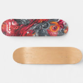 Abstract airbrush street art in reds and grays persoonlijk skateboard (Horizontaal)