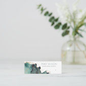 Abstract Alcohol Ink Gold Green-draagbeeldscherm Mini Visitekaartje (Staand voorkant)