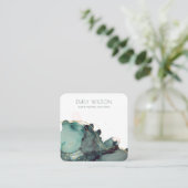 Abstract Alcohol Ink Gold Green-draagbeeldscherm Vierkante Visitekaartje (Staand voorkant)